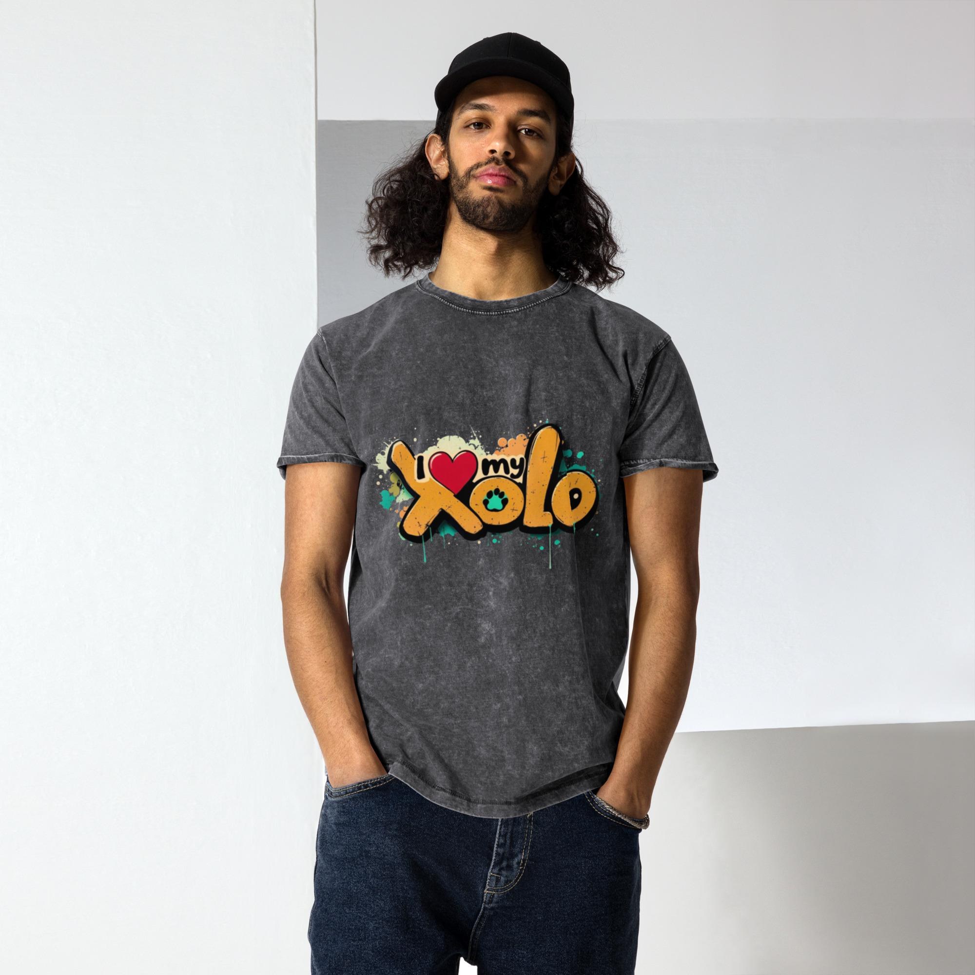 Denim Xolo Dog Mom Dad Owner "I Love My Xolo" T-Shirt