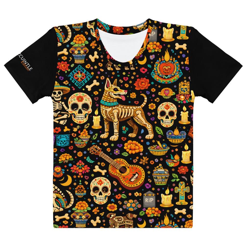 Women’s Cotton Dia de los Muertos Xolo Mexican Hairless Dog Style  t-shirt