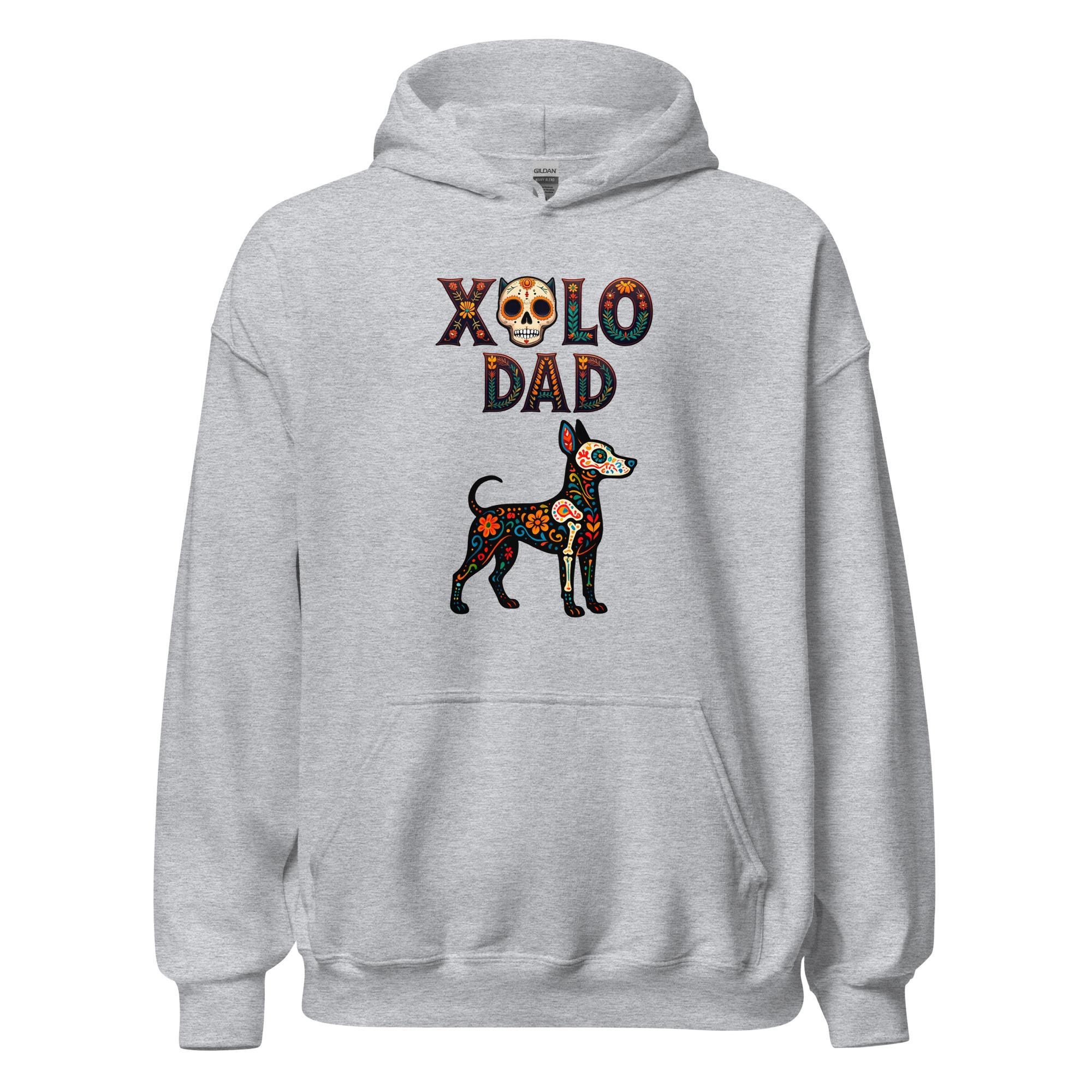 Xolo Dad Hoodie: Día de los Muertos Mexican Dog Lover Sweatshirt